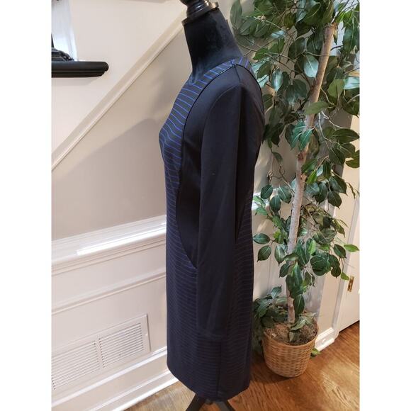 Spense Sheath Dress Women's Size 10 Blue Striped Rayon Stretch Long Sleeve - Picture 11 of 12